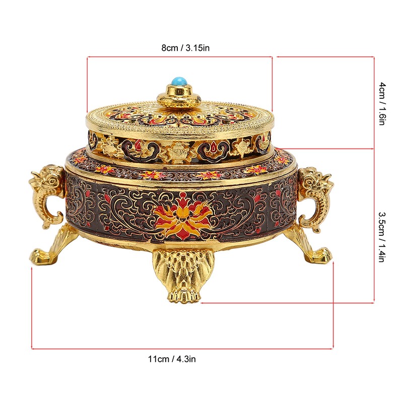 Trinket Incense Burner with Lid Handcraft Antique Polished Process for