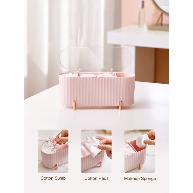 Squishy Dot Clear Cosmetic Storage Organizer, 3-Compartment Transparent Multi-Functional Bathroom