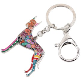 WEVENI Enamel Alloy Great Dane Dog Keyring Pet Charms Car Bag Wallet Jewellery for Women Girls, multicoloured
