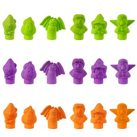 18 Pcs Pencil Cap Erasers, Assorted Tri-Color Eraser Toppers for Homework, Drawing Desk Organization