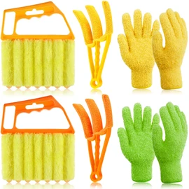 6 Pcs Window Venetian Blind Cleaner Duster Tool 2 Pcs 7 Fingers Dusting Cleaner Tool 2 Pcs Shutter Cleaner Brush and 2 Pairs Cleaning Gloves for Air Conditioner Keyboard Fan Dirt House Dust Cleaner