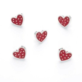 Trucraft - 12mm Silver Trim Red Heart Shank Buttons - Pack of 5 - for Baby Children Knitting Sewing Craft