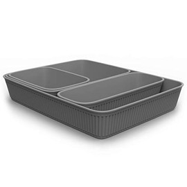 Tatay Set of 4 Drawer Organisers  (1pc Slim + 1pc A6 + 1pc A5 + 1pc A4) Baobab, Polypropylene, BPA free, Grey