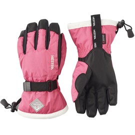 Hestra Gauntlet CZone Junior Glove - Waterproof, Insulated Kids Glove for Skiing, Snowboarding and Playing in The Snow - Fuchsia/Ivory - 3