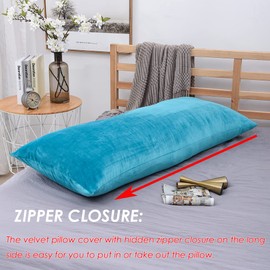 TAOSON Cozy Luxury Soft 20x54 Long Pillowcase, Zippered Velvet Body Pillow Cover, Pillow Protector Cushion Cover with Zipper Only Cover No Insert 20x54 Inches, Navy Blue