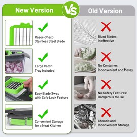 AISHUJIE Vegetable Chopper with Large Container - Multifunctional Food Chopper Kitchen Vegetable Slicer Dicer Cutter