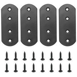 VIKKSAER 4Pcs Black Stainless Steel Flat Straight Brace Brackets, Support Plates for Furniture Wood Shelves (95x38x3mm/3.7x1.5x0.12inch)