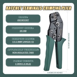 Wire Terminal Crimping Tool Kit Butt Terminals Crimping Plier Ratcheting Crimper with 250PCS U Shape Copper Connectors and 250PCS 3.5mm Heat Shrink Tubing Set