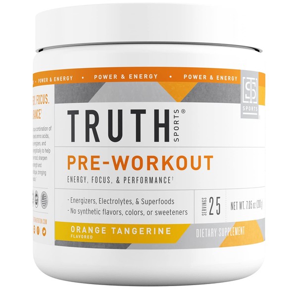 Truth Nutrition Natural Pre Workout Powder - Clean Pre Workout for Men Keto - Pre Workout Women Plant Based Vegan Preworkout Powder - Natural Preworkout for Women and Men (Orange Tangerine)