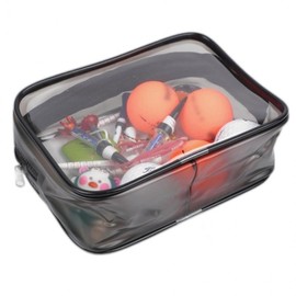 Square Zipper Clear PVC Multi-purpose Cosmetic Pouch Bag Travel Size Large - White 5ea