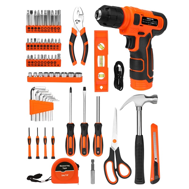 139-Piece Tool Set - Tool Kit with 8V Cordless Drill