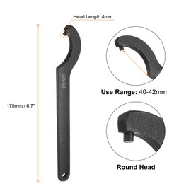 sourcing map C Hook Spanner Wrench, 40-42mm C Pin Motorcycle Shock Nut Chrome Vanadium Spanner Wrench Tool with 4mm Round Head for Machine, Vehicles, Mechanical