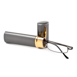 Newbee Fashion - Tube Readers Easy Compact On The Go Small Compact Pen Clip Portable Aluminum Hard Case Classic Spring Hinges Create Your Own Pack