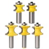 Gasea 5pcs 1/2 Inch Half Round Bearing Bullnose Router Bits