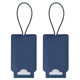 Gloppie 2 Pack Luggage Tags for Suitcases Travel Bag PU Leather Luggage Tags with Privacy Cover Dark Blue