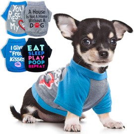 4 Pieces Dog Clothes for Small Dogs Boy Chihuahua Yorkie Clothes Spring Summer Pet Shirt Cute Puppy Shirts Outfits Dog T-Shirt (4 Pack, X-Small)