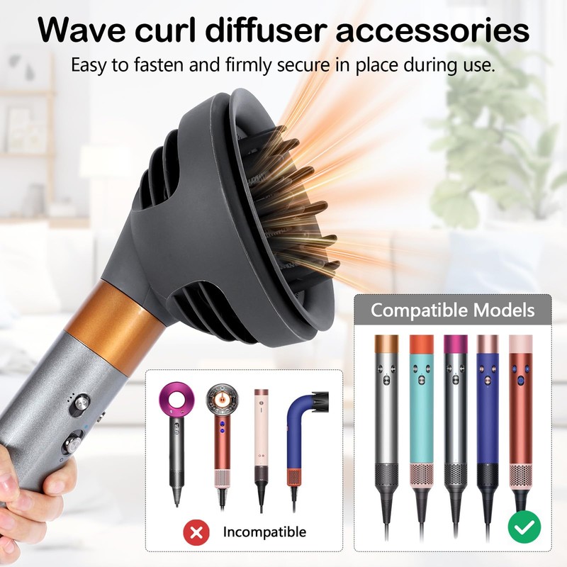 CurlDiffuserAttachmentCompatiblewithDysonAirwrapHS01HS05HS08,Professional Curly Hair Diffuser Styling Tool Accessory, Hair Diffuser to