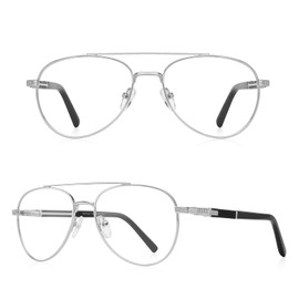 RB.Pilot Classic Aviator Reading Glasses for Men Women Light Blocking Computer Readers Spring Hinge Metal Frame Acetate Legs