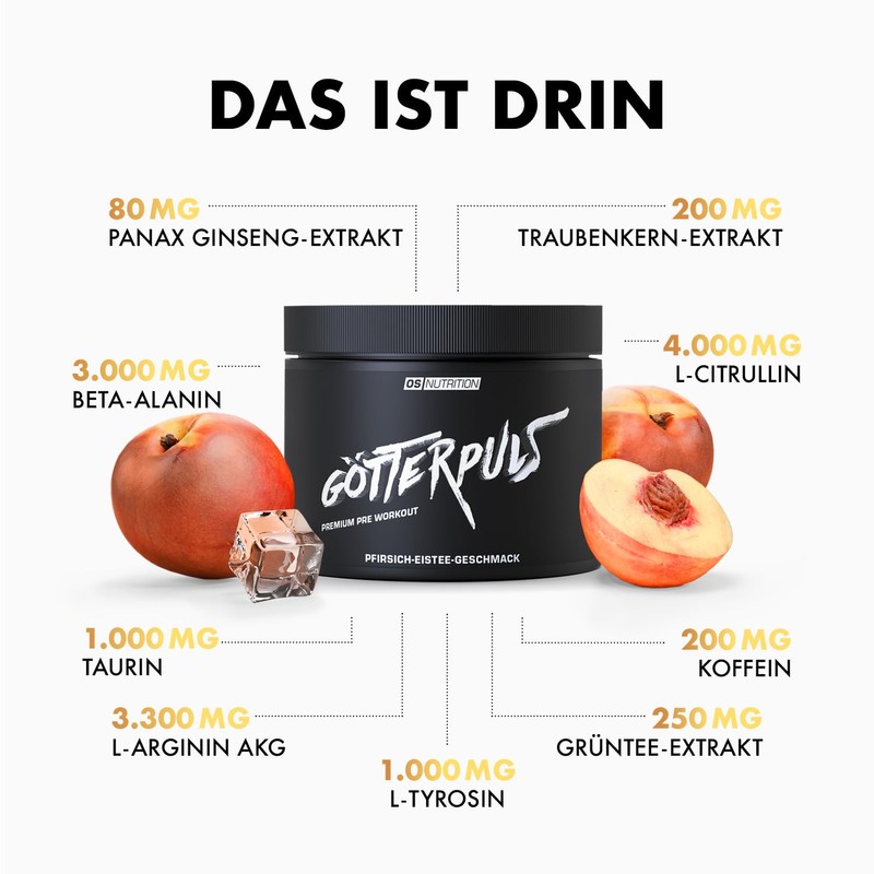 OS NUTRITION OS NUTRITION G?tterpuls Premium Pre Workout Booster Pfirsich-Eistee