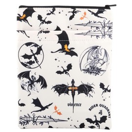 JNIAP Romantasy Dark Academia Dragons Book Sleeve Romantasy Dragons Gifts Dragon Riders Book Gifts YA Fantasy Book Cover Dragons Lover Book Gifts (vioence)