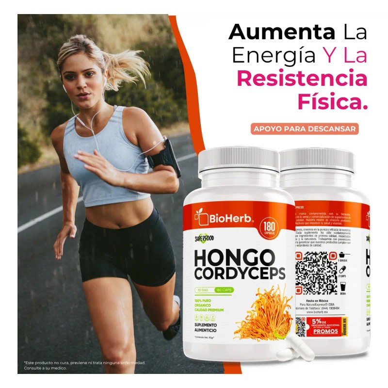 Bioherb Hongo Cordyceps Militaris Extracto 100 Puro Potente Adaptogeno Natural