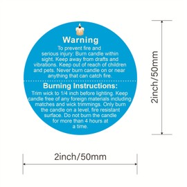 Candle Warning Sticker,2inch 300pcs Candle Safety Warning Sticker for Candle Jar Container