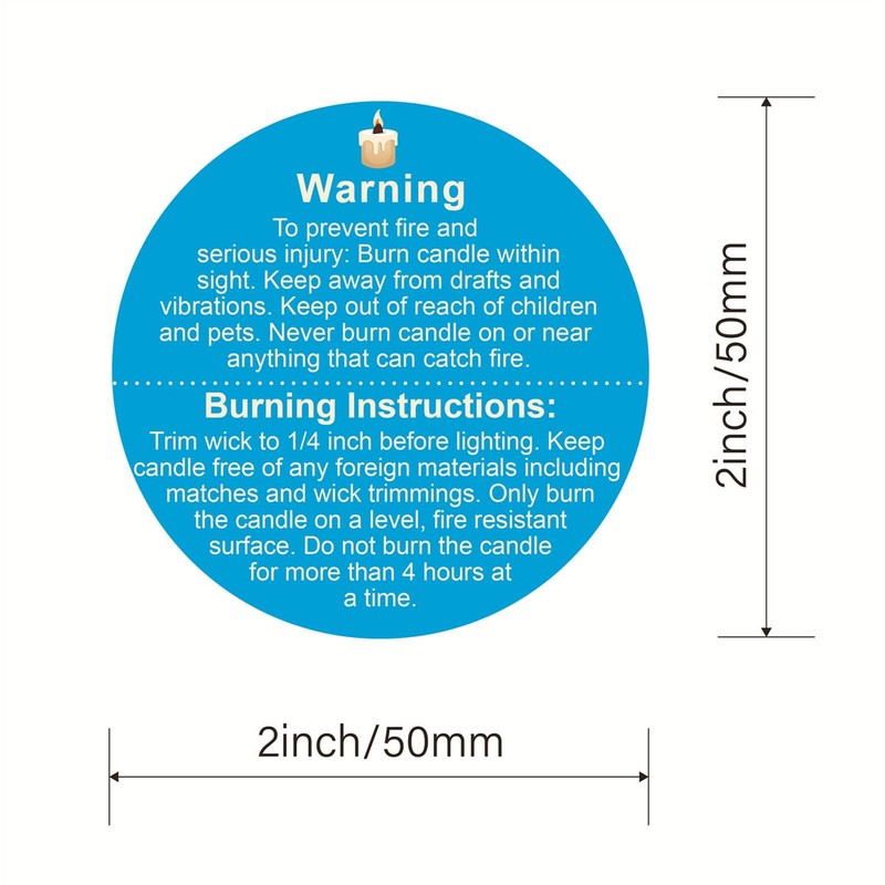 Candle Warning Sticker,2inch 300pcs Candle Safety Warning Sticker for Candle