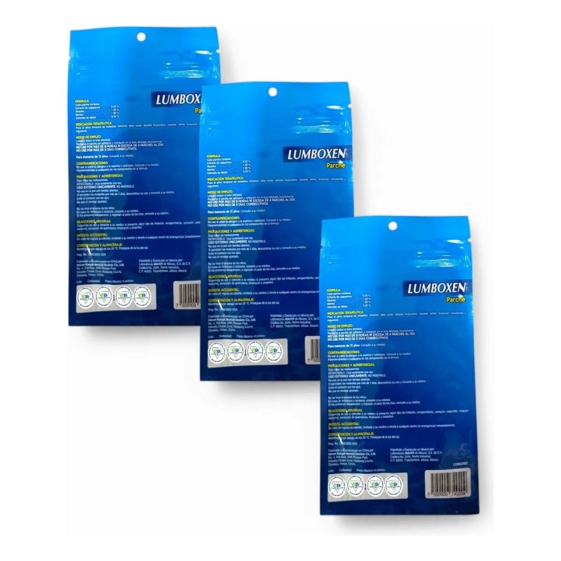 3 Lumboxen Bolsa C/1 Parche De Gel Mentol Maver