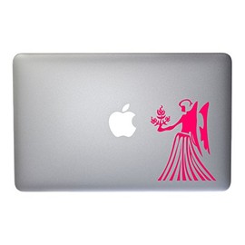 Virgo Zodiac Symbol Silhouette 6th Sign Maiden - 5 Inch Neon Pink Vinyl Decal for Macbook, Laptop or other device