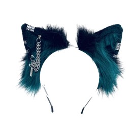 Ekwikzz Cat Cosplay Ears Cat Ears Headbands Clips Accessories Punk Gothic Cross Horn Green EK6