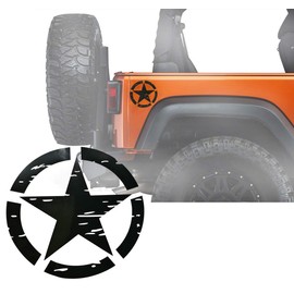 u-Box - Calcomanías adhesivas de coche para carrocería de vehículo, color negro de 6.3 pulgadas, calcomanía de estrella del ejército para Jeep Wrangler YJ TJ JK JL Gladiator JT f-150 Tacoma Tundra Ram