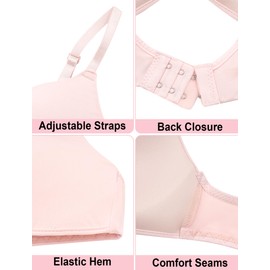 FEOYA Big Girls No Wires Cotton Developed Training Bras Slim Soft Cup Wireless Lightly Lined Foam Bra Pack of 6 Soft Padded Bra