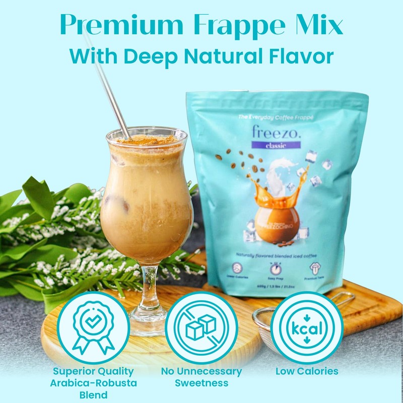 Freezo Classic Premium Blended Iced Coffee | Lower Calorie Frappe,