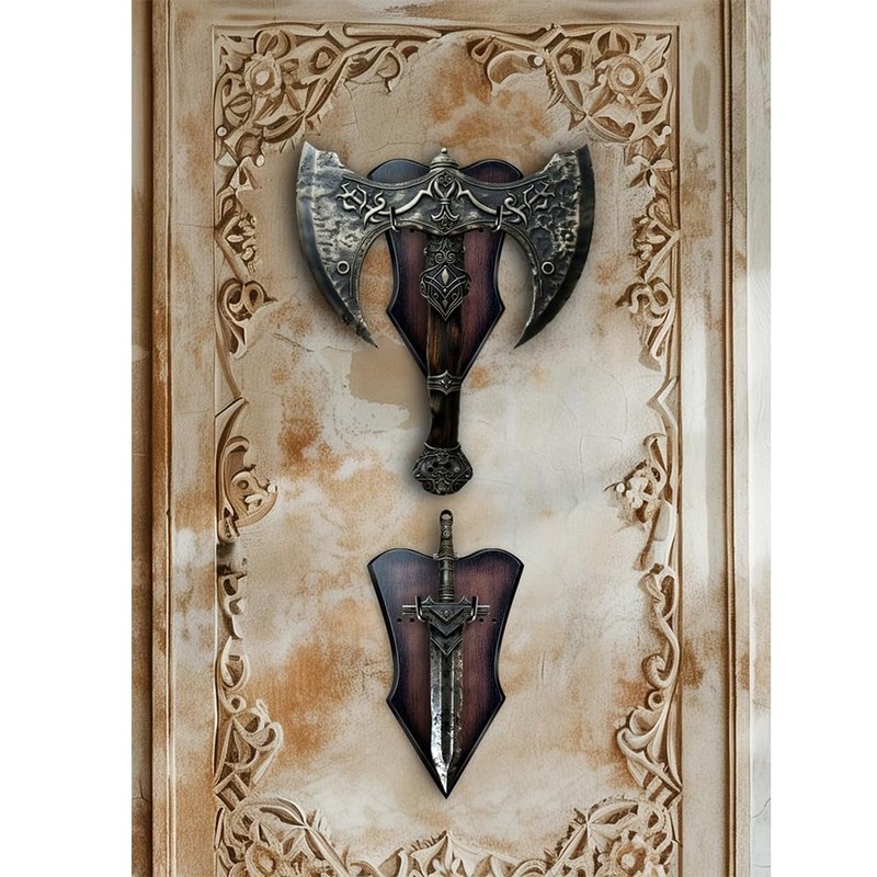 1PCS Medium Brown Sword Plaque, Wall Mount Vertical Display Holder