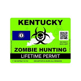 fagraphix Zombie Kentucky State Hunting Permit Sticker Self Adhesive Vinyl Decal KY - 4.00 Wide