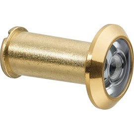 ABUS 2203 Gold Door Viewer with Privacy Screen, Wide Angle 180°, Drill Hole Diameter 14 mm, Spy for 35-106 mm Doors, Robust Real Glass Lens