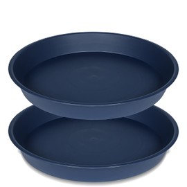 Bleuhome 2 Pack of 16 17 inch Plant Saucer (15 inch Base), 2.3" Depth, Plant Trays for Pots, Plastic Plant Saucers for Indoors, Flower Pot Drip Trays for Planter (17", Blue)