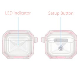 Fingic for AirPods 3 Case,AirPods 3rd Generation Case,Clear Cute Full Body Protective Rugged Shockproof Soft TPU with Keychain Lock for AirPods 3 Charging Case 2021,Front LED Visible,Crystal/Pink