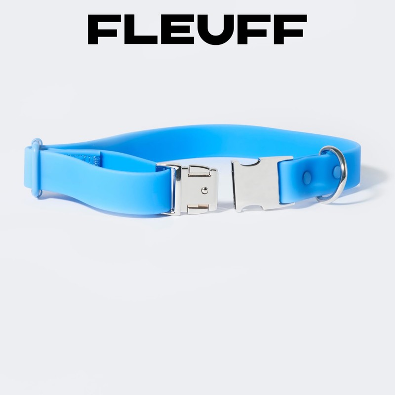 Fleuff Waterproof Dog Collar (Sky Blue, Medium)