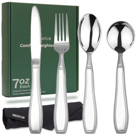 Weighted Utensils for Hand Tremors and Parkinsons, Arthritis, Weak Hand Grip - Weighted Silverware for Hand Tremors - Adaptive Utensils for Elderly - Parkinsons Aids for Living Parkinsons Gadgets Gift