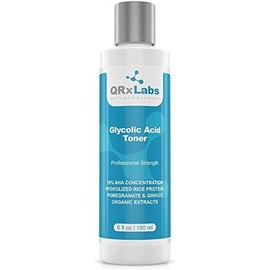 QRxLabs Glycolic Acid Toner – Exfoliating 10% AHA Toning Solution with Witch Hazel, Pomegranate & Ginkgo Extracts – Helps Remove Impurities & Visibly Improve Skin Tone and Texture