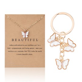 Cute Butterfly Pendant Necklace for Women Daughter Birthday Gifts for Granddaughter Sister Butterflies Necklaces for Best Friends Friendship Gifts for Bestie Christmas Gift for Girlfriend Wife White