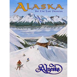 Alaska - Ski The Last Frontier Poster, Size 18 x 24 inches