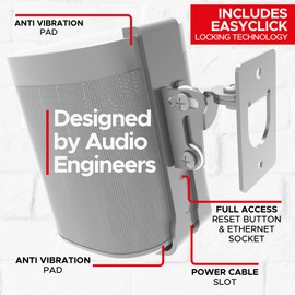 One, One SL, Play:1 Soporte de Pared - Blanco - Compatible con SONOS One, ONESL y Play1, diseñado en el Reino Unido