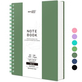 RETTACY Notebook B5 Polka Dots, Bullet Dot Grid Journal, Spiral Notebooks, 300 Sheets/150 Pages for Writing, 100 gsm, PVC Hard Cover, for Women, Men, Work, Office, School, 19 x 25 cm - Dark Green