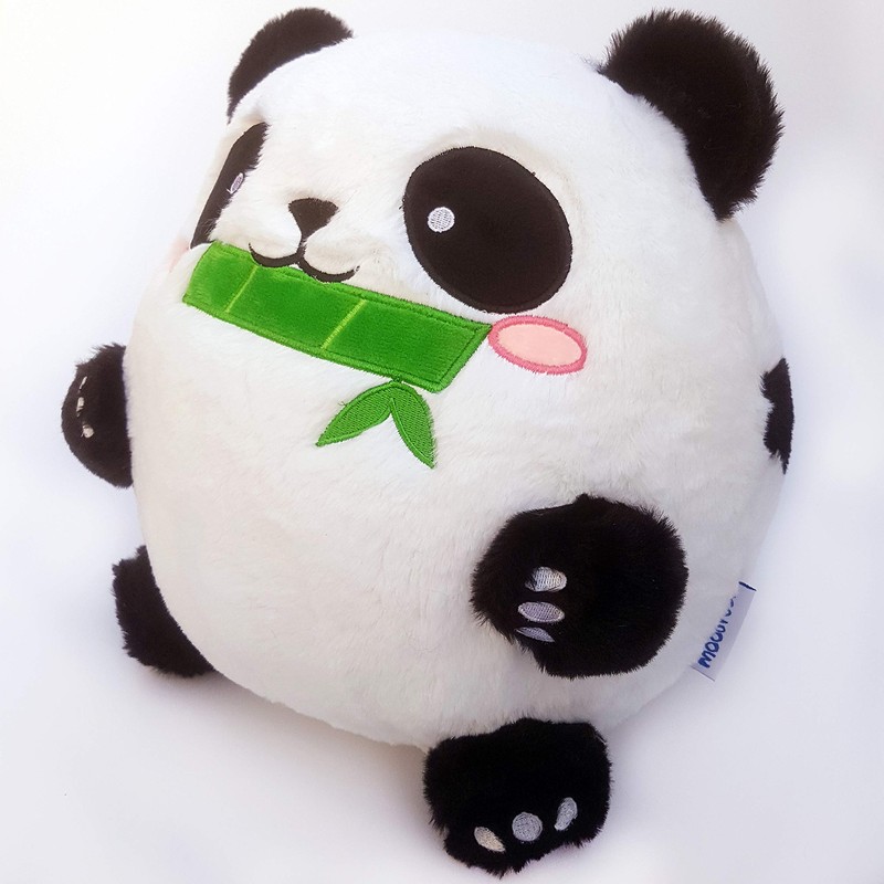 moodrush® Fat Panda Plush Cushion, 3D Panda with Bamboo and