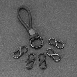 SOREIA Mini Carabiner Keychain S-Shaped Carabiner with 5 Keys, Lost Prevention, Lightweight, Multifunctional, Outdoor Activities, Camping Supplies, Household Goods, Anti-Theft, Stylish, Black*1 pcs