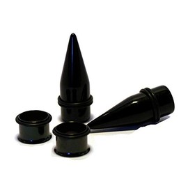 Zaya Body Jewelry PAIR Black Tapers and Titanium Plated Stainless Steel Tunnels gauges ear stretching kit 1/2 9/16 5/8 3/4 7/8 1 inch (7/8)