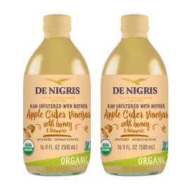 De Nigris Organic Apple Cider Vinegar With Honey & Turmeric, Raw & Unfiltered 16,9 Oz (Pack of 2) | Apple Cider Vinegar With Mother For The Balance Of Metabolism, Organic