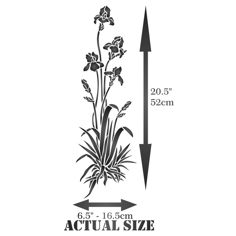 Iris Stencil - 16.5 x 52 cm - Reusable Flora